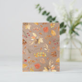 Collage of fall leaves on brown ポストカード (スタンド正面)