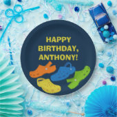 Collage of Plastic Shoes Navy Blue Birthday Party ペーパープレート (パーティー)