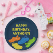 Collage of Plastic Shoes Navy Blue Birthday Party ペーパープレート (パーティー)