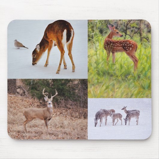 Collage of Wild Deer in Texas Seasonal Mouse Pad マウスパッド (正面)