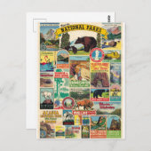 Collage parcs nationaux américains vintage ポストカード (正面/裏面)