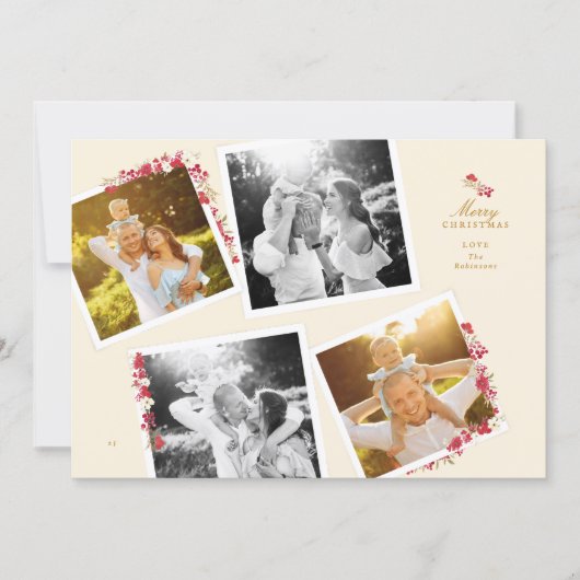 collage photo frames watercolor botanical floral シーズンカード (正面)