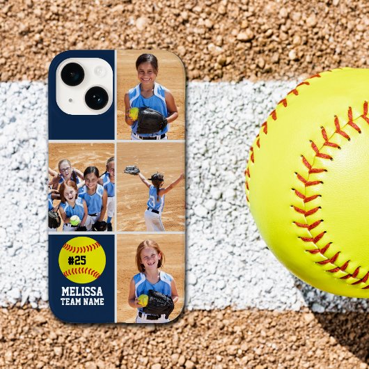 Collage photos Children's Softball Team Blue Case-Mate iPhoneケース