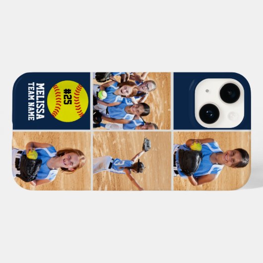 Collage photos Children's Softball Team Blue Case-Mate iPhoneケース (裏面 (横))