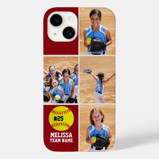 Collage photos Children's Softball Team Red Case-Mate iPhoneケース (裏面)