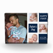 Collage Photos First Father's Day Navy blue フォトブロック (正面)