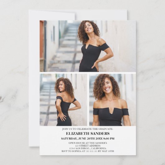 Collage Photos Modern and Minimalist Graduation 招待状 (裏面)