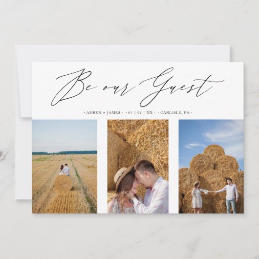 Collage Three Photos Be Our Guest Romantic Wedding セーブザデート (正面)