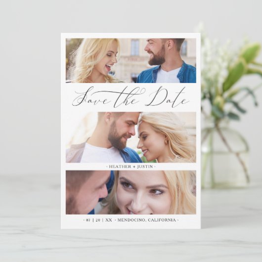 Collage Trendy Script 3 Wedding Engagement Photos (スタンド正面)