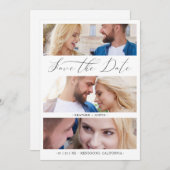 Collage Trendy Script 3 Wedding Engagement Photos (正面/裏面)