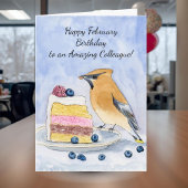 Colleague Happy February Birthday Bird Cake カード