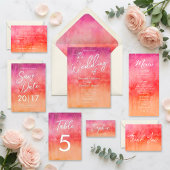 Watercolor Hot Pink and Orange Wedding  Menu メニュー