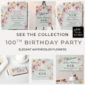 Banner Watercolor Floral 100th Birthday Welcome 横断幕