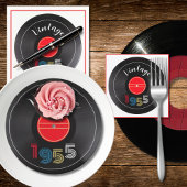 Retro Stripe Vinyl Record 1955 70th Birthday  ペーパープレート