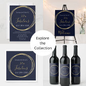 30thバースデーネイビー金ゴールド誕生日招待状 招待状