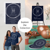 30歳の誕生日ネイビーシルバー応援30歳のパーティー 招待状