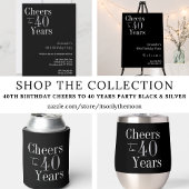 40th Birthday Cheers Black Silver Party Favor