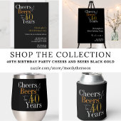 Personalized 40th Birthday Cheers Beers Black Gold ステムなしワイングラス