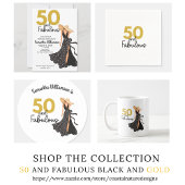 50と素晴らしいブラックと金ゴールド誕生日パーティー 箔招待状