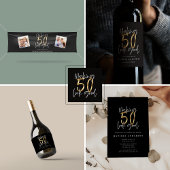 タイポグラフィ金ゴールドブモダンラック50歳の誕生日 フォトキューブ