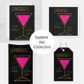 50誕生日カクテルパーティーブラック金ゴールドホットピンク スタンダードカクテルナプキン