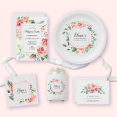 パステルレッドローズフローラ50th誕生日サンキュー ペーパーコースター