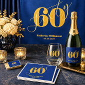 華やかなブルーとゴールドの60歳の誕生日 ポスター