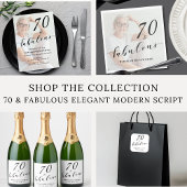 70 and Fabulous Seventy Birthday Elegant Script スパークリングワインラベル