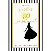 70歳のお誕生日おめでとう 黒とゴールドのバナー 横断幕