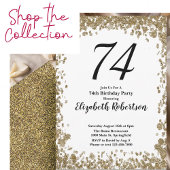 Elegant 74th Birthday Invitation With Gold Sequins 招待状