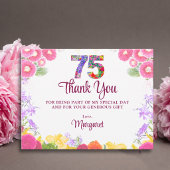 優雅な花の75歳の誕生日御礼 サンキューカード