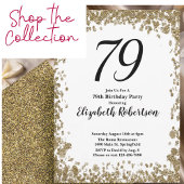 Elegant 79th Birthday Invitation With Gold Sequins 招待状