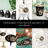 書道80誕生日エレガント金ゴールド黒写真 ペーパープレート