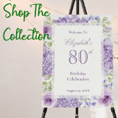 80歳の誕生日 エレガントな紫の花の感謝状 サンキューカード