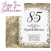 Elegant 85th Birthday Invitation For Her in Gold 招待状