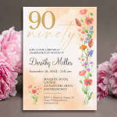Soft Wildflower 90th Birthday for Her - Elegant セーブザデート