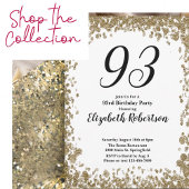 Elegant 93rd Birthday Invitation For Her in Gold 招待状
