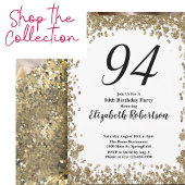 Elegant 94th Birthday Invitation For Her in Gold 招待状