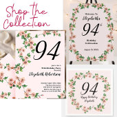 Floral 94th Birthday Invitation in Blush Pink 招待状