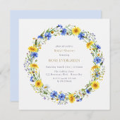 Blue Yellow Lavender Wildflower Wreath ペーパープレート