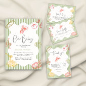 Sage Green Ciao Baby Itallian Pizza Baby Shower  招待状