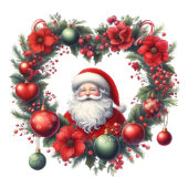 ハート型フローラリース – クリスマスサンタクロース コーヒーマグカップ