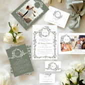 リースモノグラムセージグリーンウェディングレセプション エンクロージャーカード
