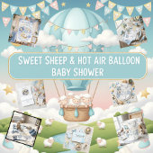 Watercolor Celestial Sheep & Balloons Baby Shower  サンキューカード