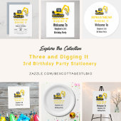 Three & Digging it Construction 3rd Birthday Party スタンダードカクテルナプキン