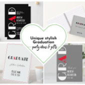 白黒エレガントタイポグラフィ院生フラットカード 案内状