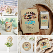 水彩子犬パウィティドッグ誕生日 招待状