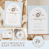 Baby Is Brewing Blue Striped ペーパープレート
