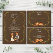 Whimsical Woodland Cat & Fox Couple Wedding Sign ポスター (この独立クリエイターのコレクションをカスタマイズ。)