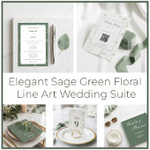 Elegant Sage Green Monogram Invitation 招待状ベリーバンド